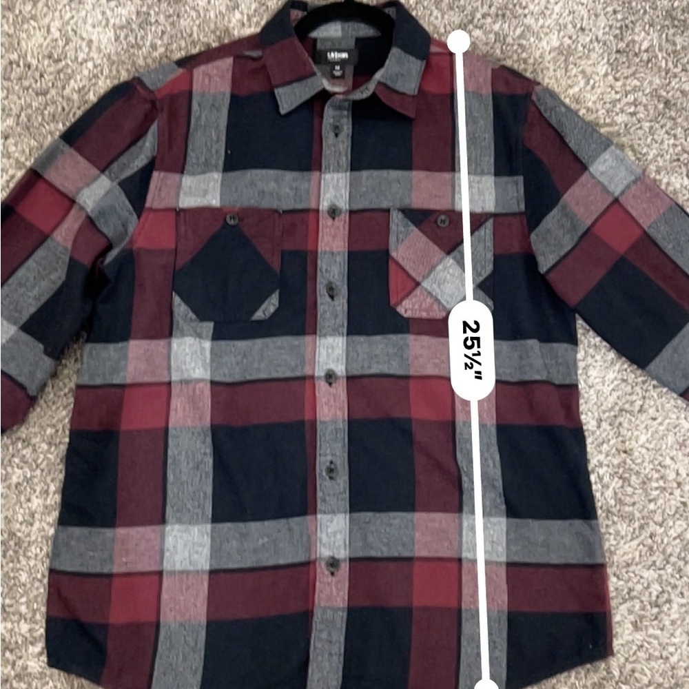 Urban Pipelinene Men’s Softball Button- Downn Plaid Shirt Size M red & black - Picture 10 of 10